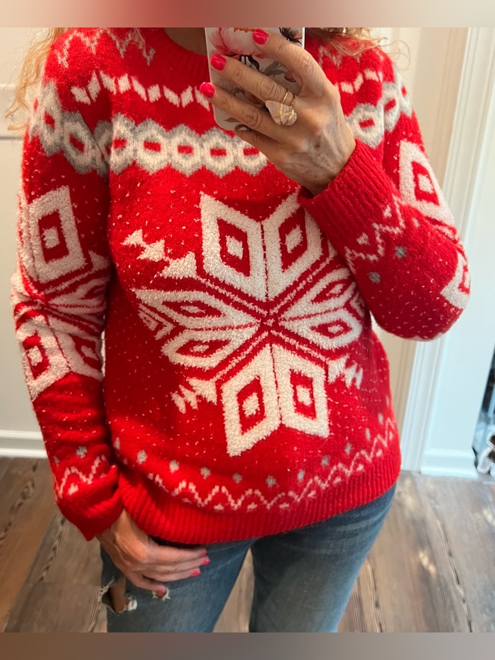 cupcakes and cashmere red fair isle snowflake sweater size small - Picture 3 of 8